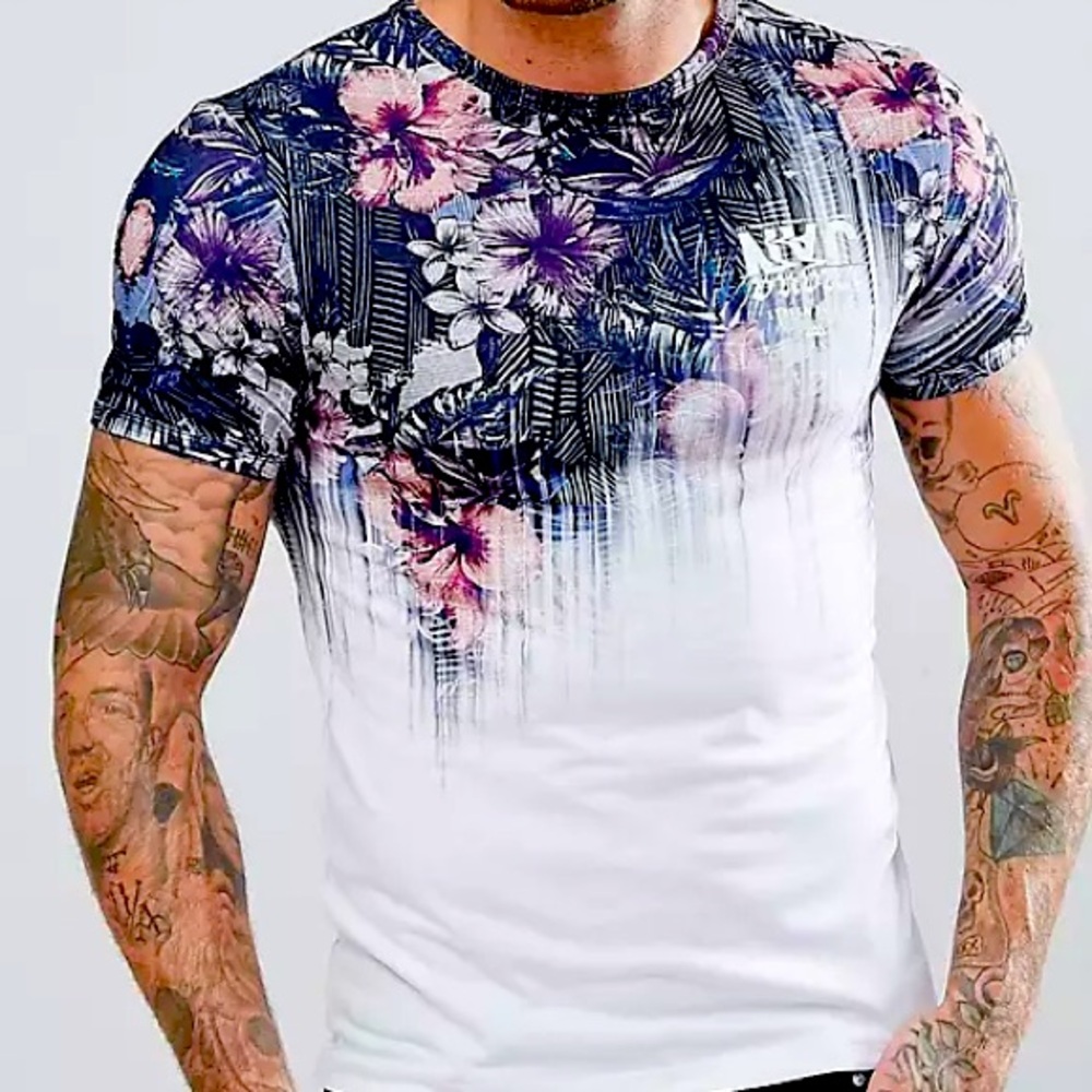 River Island Baby Boys White Tropical Print Fade T-Shirt